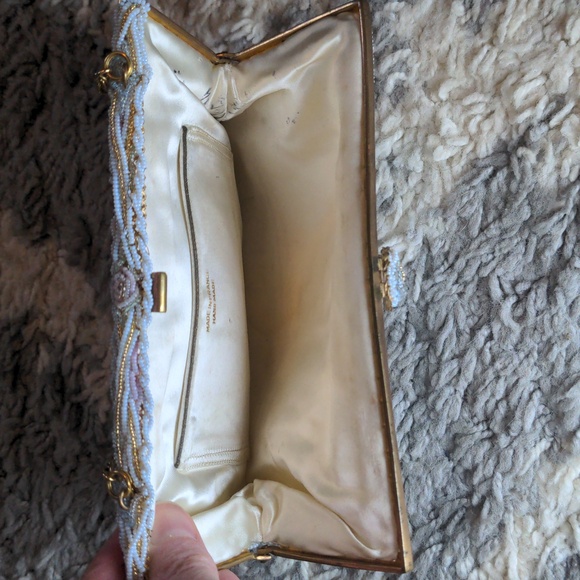 VTG Vintage French beaded bag, floral print - Picture 9 of 17